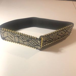 Woman’s spring Aztec bohemian statement gold trimming stretchy belt